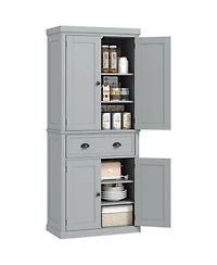 Homcom 72.5" Kitchen Pantry Cabinet with 4 Doors, Drawer