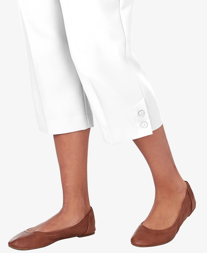 Alfred Dunner Petite Classics Button Hem Denim Capri Pants