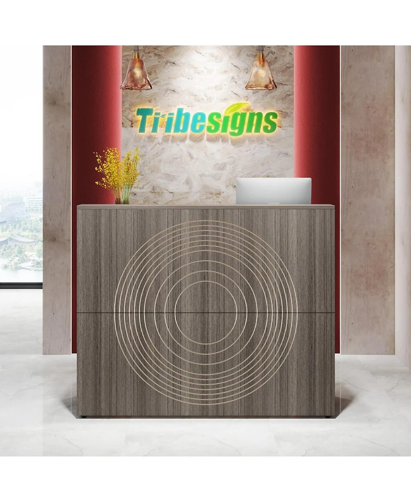 Tribesigns 47 inch Retail Counter,Modern Front Desk Reception Room Table with Cable Grommet,Reception Desk with Counter