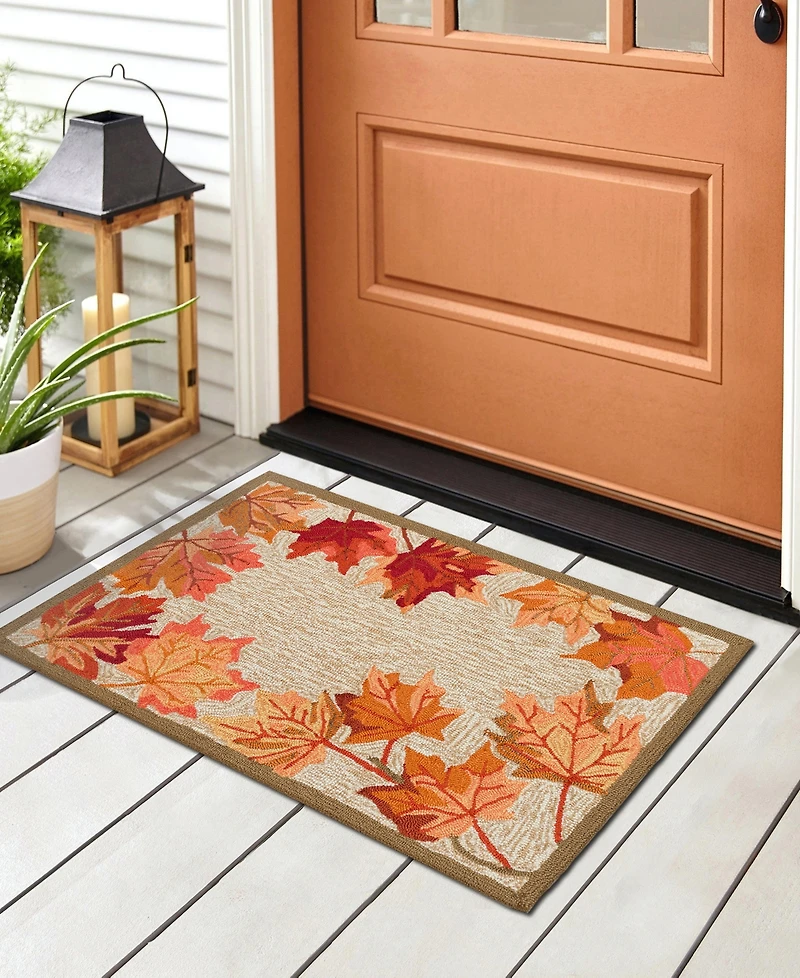 Liora Manne' Ravella Falling Leaves Border 2'x3' Area Rug