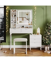 gaomon Makeup Vanity Desk with Mirror and Lights, Vanity Table with 5 Drawers