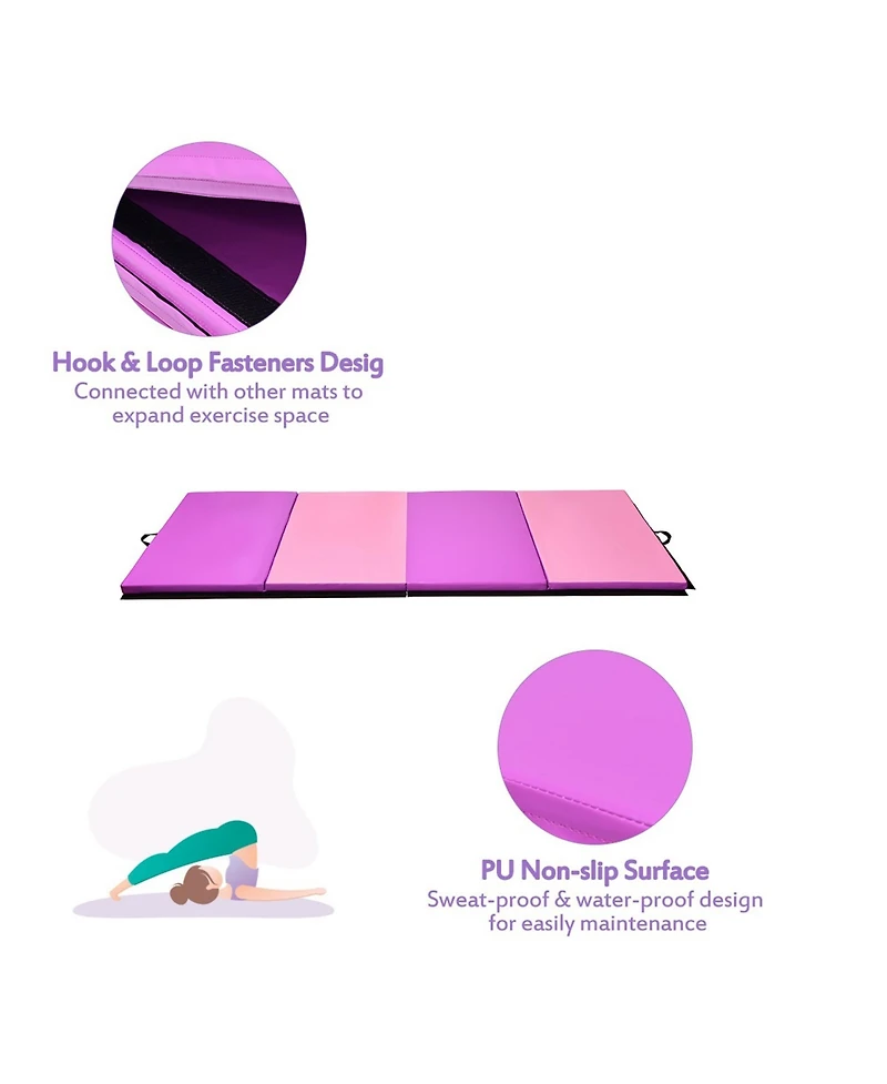 Gymax Folding Panel Gym Fitness Exercise Gymnastics Mat 4' x 10' x 2''