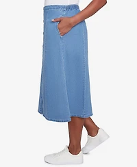 Alfred Dunner Women's Paneled Full Length Denim Skirt