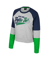 Colosseum Big Girls Heather Gray Notre Dame Fighting Irish Katinka Rhinestone Pullover Sweatshirt