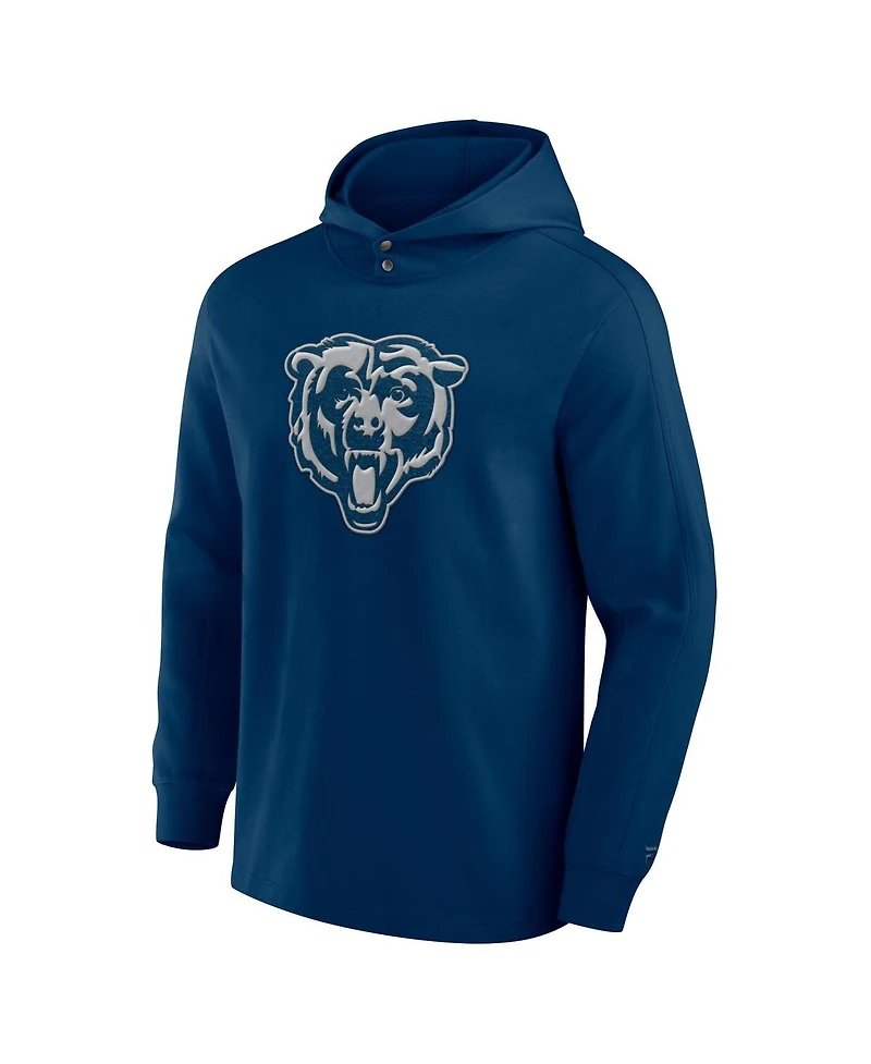 Fanatics Men's Navy Chicago Bears Elements Blaze Tri-Blend Long Sleeve Hoodie T-Shirt