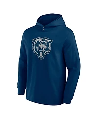 Fanatics Men's Navy Chicago Bears Elements Blaze Tri-Blend Long Sleeve Hoodie T-Shirt