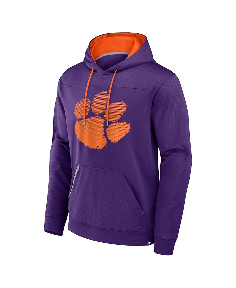 Fanatics Men's Purple Clemson Tigers Defender Dot Faded Primary Pullover Hoodie