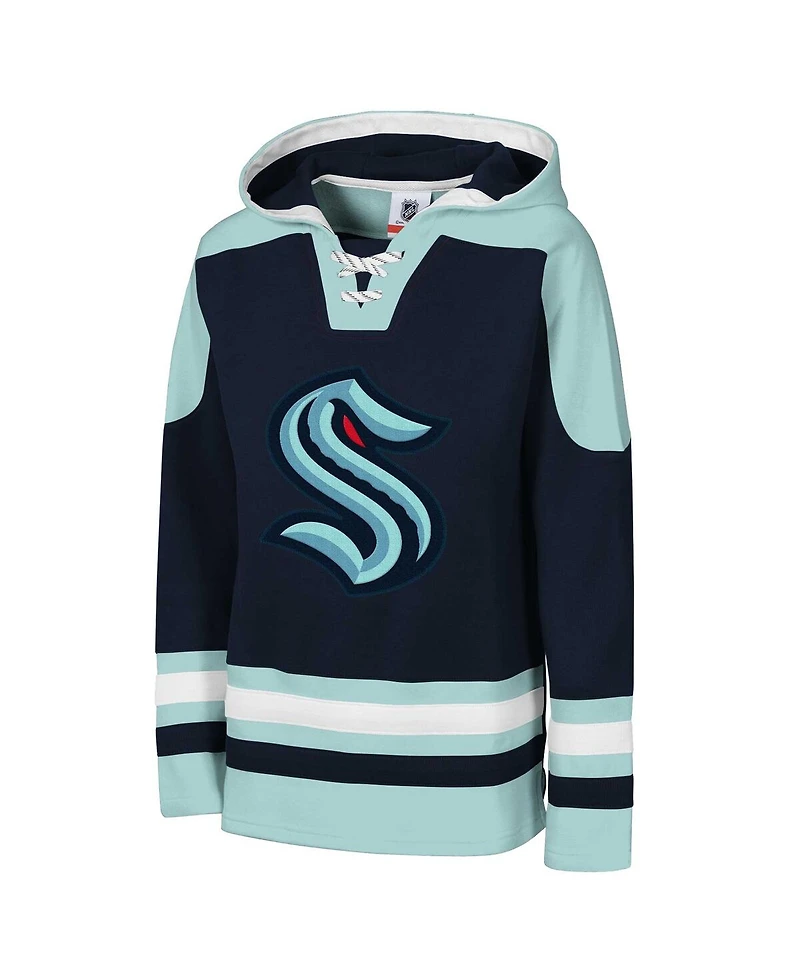 Outerstuff Big Boys and Girls Deep Sea Blue Seattle Kraken Must Have Home V-Neck Pullover Hoodie
