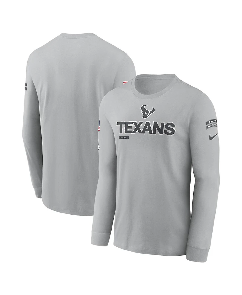 Nike Men's Gray Houston Texans 2024 Salute To Service Long Sleeve T-Shirt
