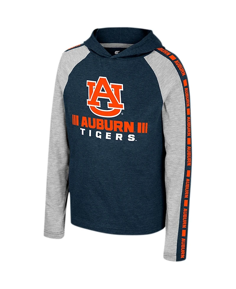 Colosseum Big Boys and Girls Navy Auburn Tigers Ned Raglan Long Sleeve Hooded T-Shirt