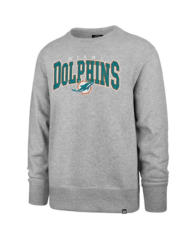 '47 Brand Men's Gray Miami Dolphins Varsity Block Headline Pullover Sweatshirt