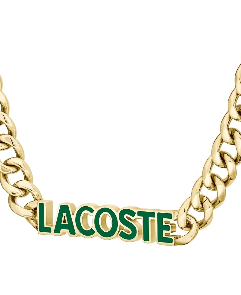 Lacoste Gold-Tone Green Logo Script 22" Pendant Necklace