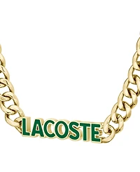 Lacoste Gold-Tone Green Logo Script 22" Pendant Necklace