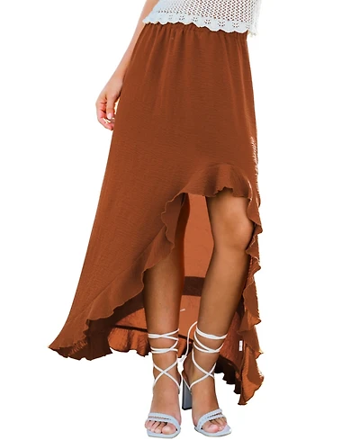 Cupshe Women's Sienna Crinkle Asymmetrical Midi Skirt