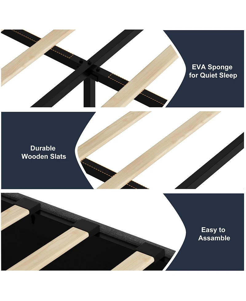 gaomon King Bed Frame, Platform Bed Frame, Fabric Upholstered with 4 Storage Drawers