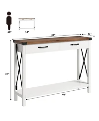 gaomon Wooden Entryway Table, Farmhouse Console Table with 2 Drawers