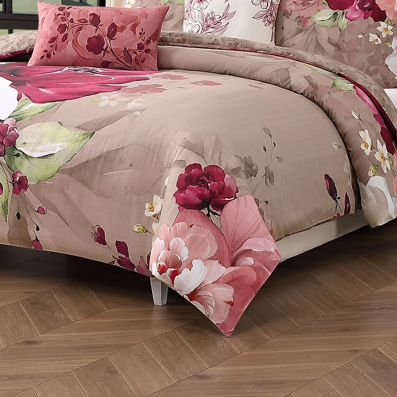 Bebejan Florence Bedding 220 Thread Count 100% Cotton 5 Piece King Size Reversible Comforter Set
