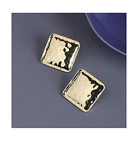 Dented Minimal Square Stud Earrings