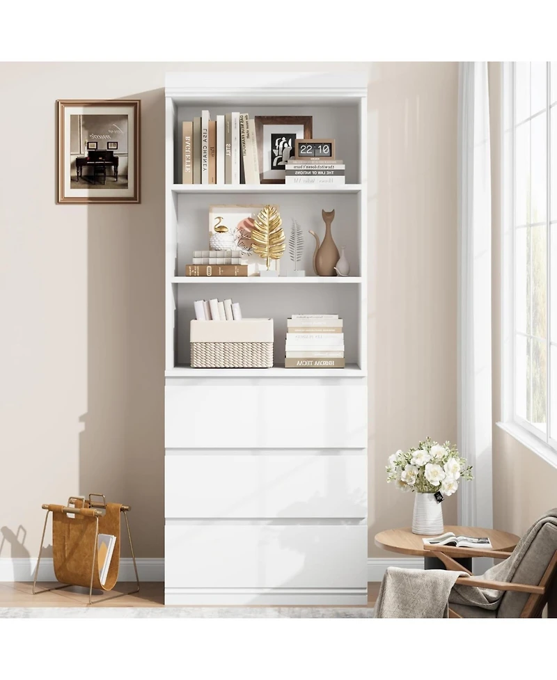 gaomon Bookcase with Drawers 70.27 Inches Tall Bookshelf Farmhouse Bookcases