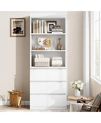 gaomon Bookcase with Drawers 70.27 Inches Tall Bookshelf Farmhouse Bookcases