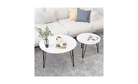 Round Nesting Coffee Table Set of 2 for Space-Saving and Stylish Living Room Decor