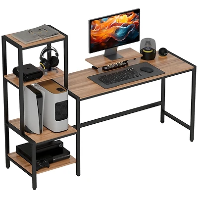 Homcom Computer Desk with Monitor Sd 4-Tier Shelf Home Office Desk