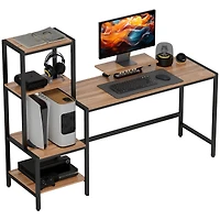 Homcom Computer Desk with Monitor Sd 4-Tier Shelf Home Office Desk