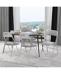 Skonyon Outdoor/Indoor Grey Vinyl Padded Folding Dining Chair (Set of 4)