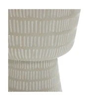 LuxenHome Outdoor and Indoor Round Spiral Pattern Side Table, Off White