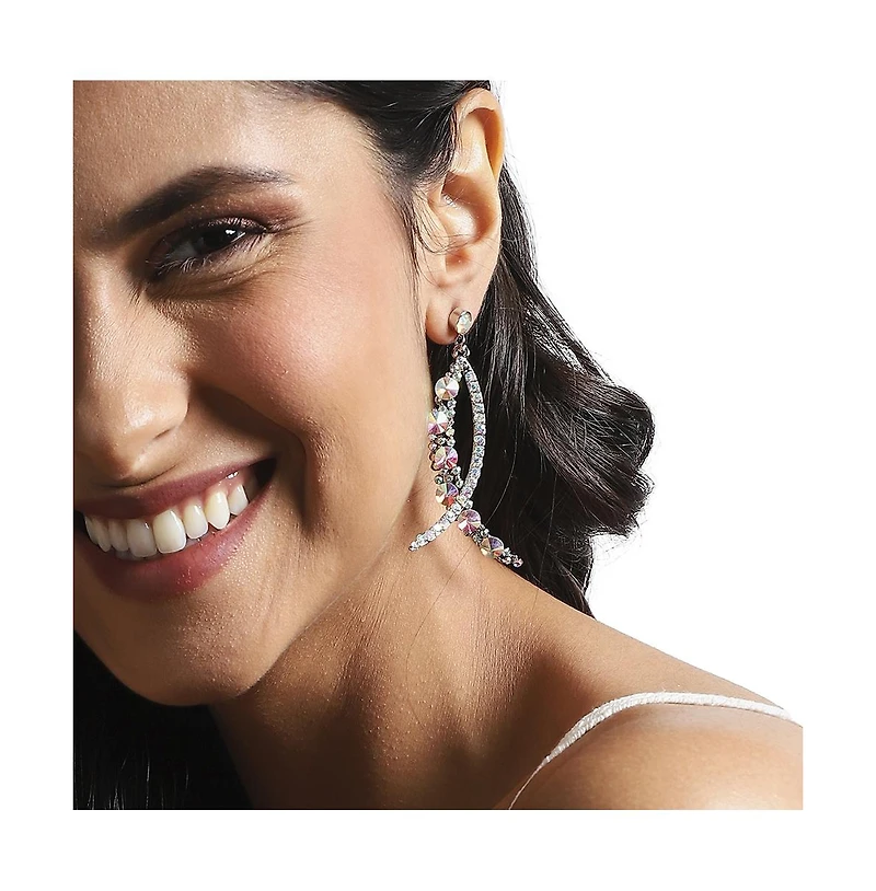 Rhinestone Crescent Drop Earrings