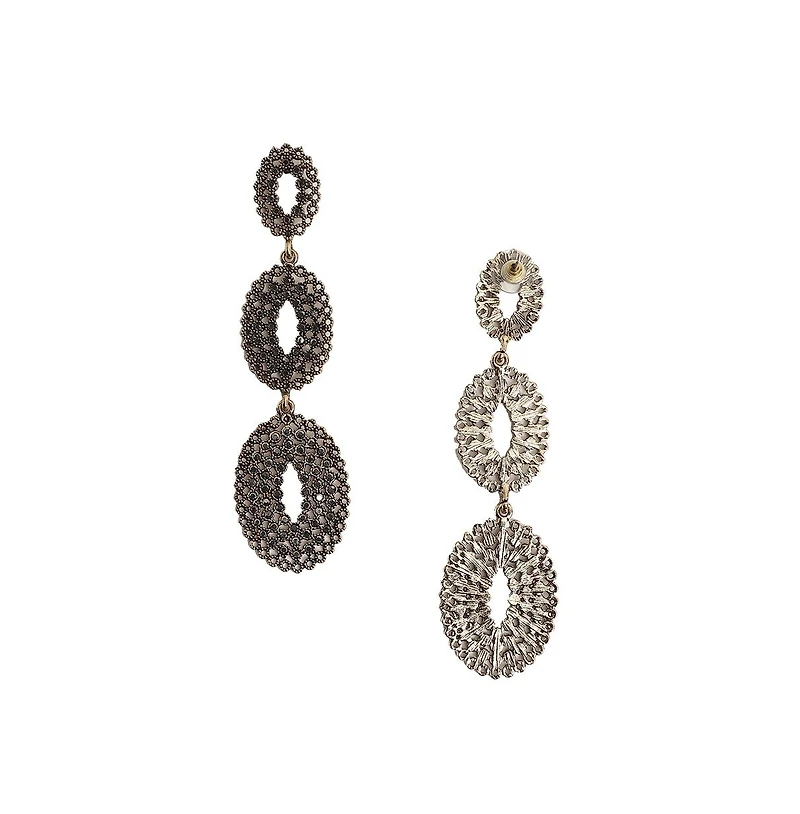 Intricate Oval Long Drop Earrings