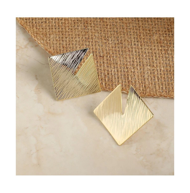 Dented Textured Rhombus Drop Earrings