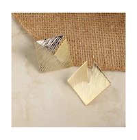 Dented Textured Rhombus Drop Earrings