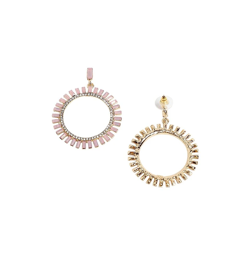 Circular Crystal Drop Earrings