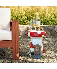 LuxenHome Gnome Mushroom MgO Indoor and Outdoor Sculpture Side Table