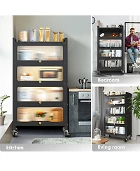 Mega Casa Door Accent Cabinet, 4 Tier Kitchen Organizer Shelf