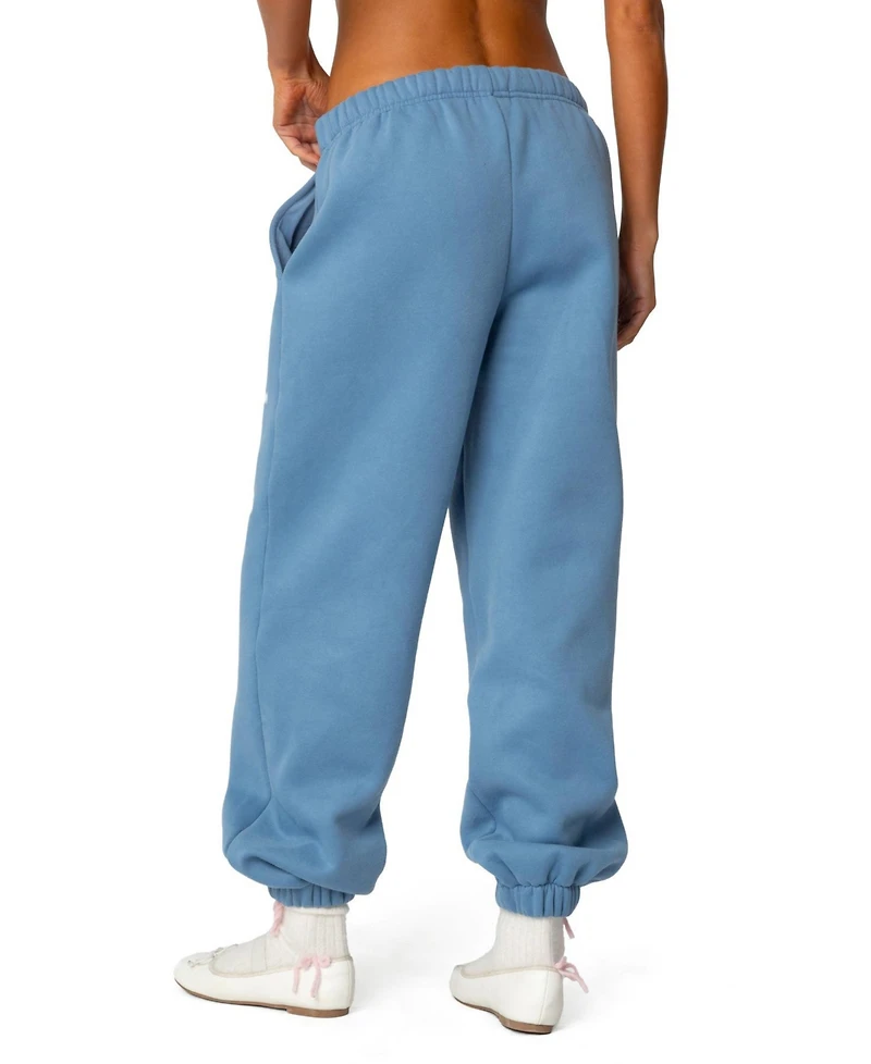 Edikted Womens Bow Bliss Oversized Sweatpants
