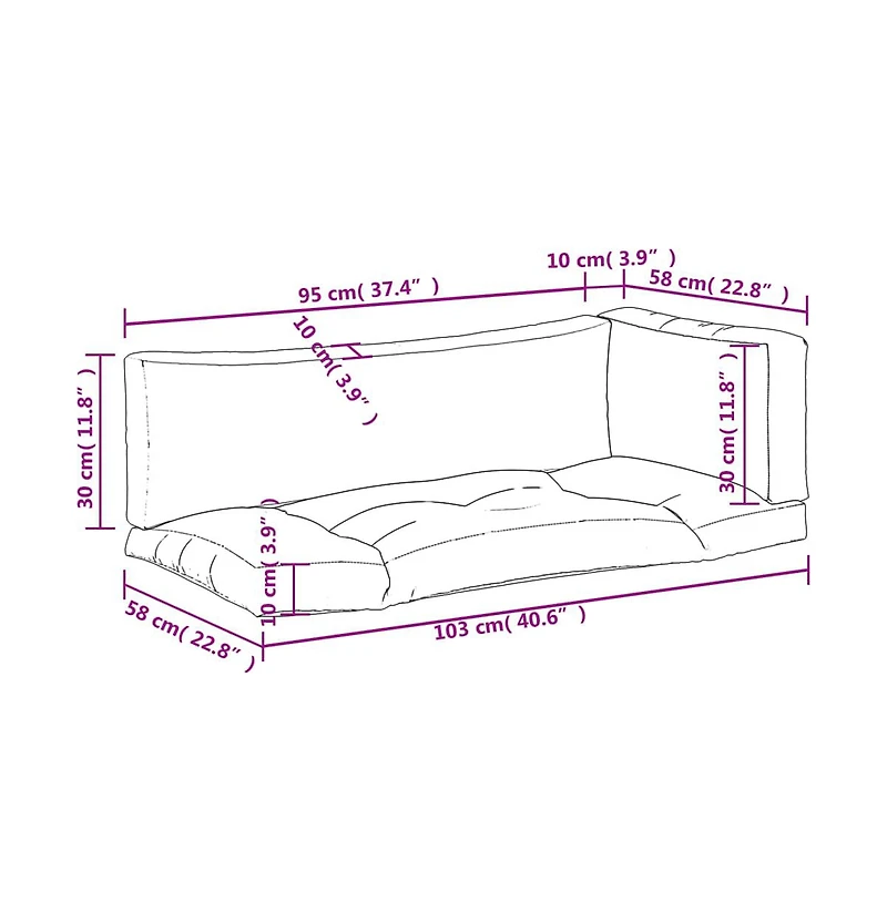 vidaXL Pallet Cushions 3 pcs Fabric
