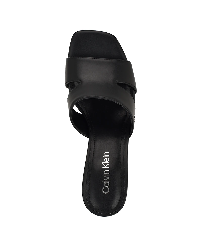Calvin Klein Women's Valery Logo Block Heel Slide Sandals
