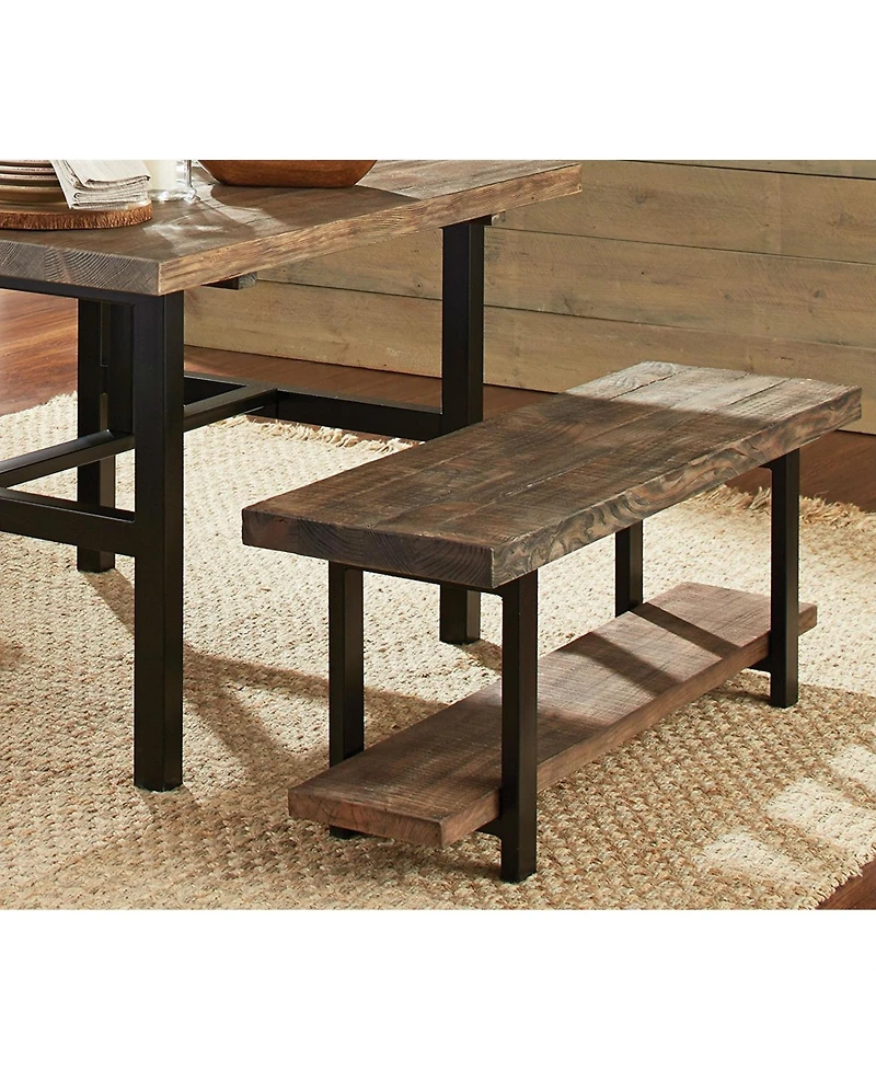 Modern Industrial Style Wood and Metal Accent Bench for Living Room or Entryway