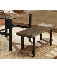 Modern Industrial Style Wood and Metal Accent Bench for Living Room or Entryway