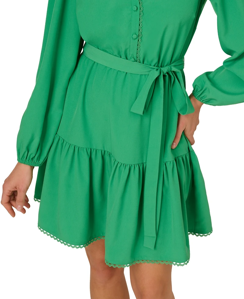 Adrianna by Papell Women's Lace-Trim Tiered Dress