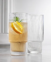 Godinger Sullivan Street Fluted Highball Glasses, Set of 4