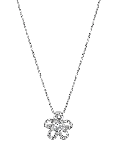 Diamond Flower 18" Pendant Necklace (1/4 ct. t.w.) in 10k White Gold