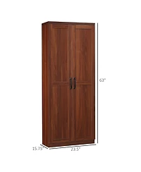 Homcom 63" Kitchen Pantry, Storage Cabinet with 2 Doors, Adjustable Shelves