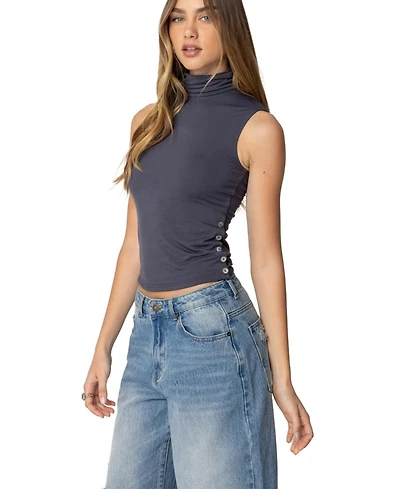 Edikted Womens Coral Turtle Neck Top