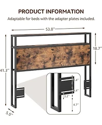 gaomon Full Size Headboard, Headboard with 2 Outlets, Led Lights and Usb Ports, Adjustable Height, Storage Rack, Sturdy and Stable, Easy Assembly, Rus