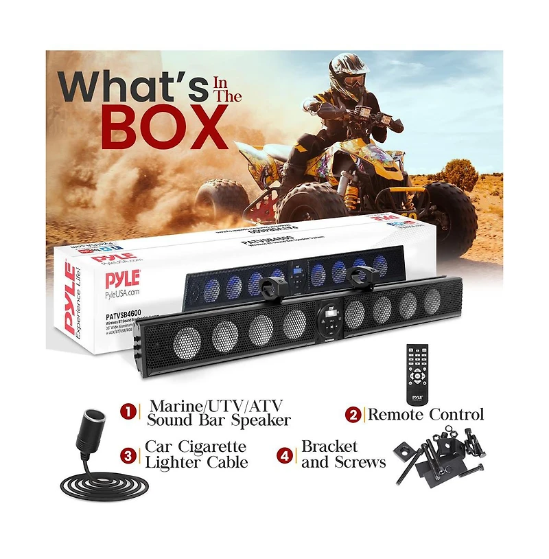 Pyle 46" Marine/Utv/Atv Waterproof Soundbar Speaker with Bluetooth & Rgb Lights
