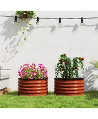 Outsunny Raised Garden Beds, Set of 2 Galvanized Planter Boxes