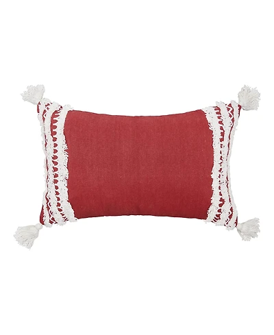 Neil Garnet Woven Lumbar Accent Pillow, 14" x 22"